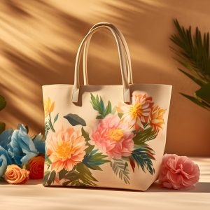 a bag with flowers on it